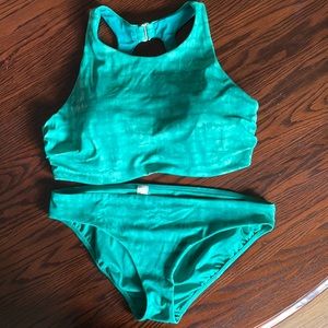 Athleta high neck green bikini